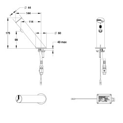 LINEA Robinet simple sur plage 3l/min Secteur 230V avec RA