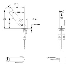 LINEA Robinet mitigeur sur plage 1,9l/min Secteur 12-24V
