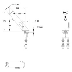 LINEA Robinet mitigeur sur plage 3l/min Piles 6V avec RA