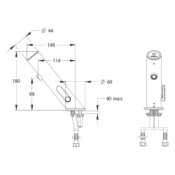 LINEA TOUCH robinet tactile mitigeur sur plage 3 l/min 7sec pile 6V chrome