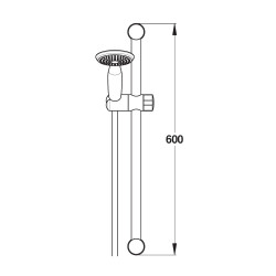 Barre de douche 600 mm, douchette 1 jet, flexible 1500 mm, coulisseau