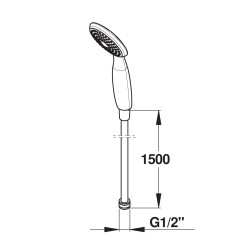 Douchette 1 jet et flexible 1500 mm FG1/2"