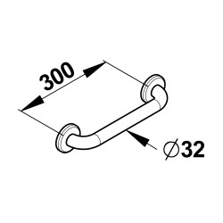 Barre 300 mm inox brossé diamètre 32 mm