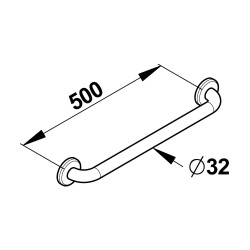 Barre 500 mm inox brossé d32mm