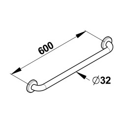 Barre droite 600 mm inox brossé d32mm