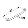 Barre droite 600 mm inox brossé d32mm