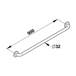 Barre 900 mm inox brossé d32mm