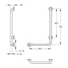 Barre coudée gauche 90° d32mm 450 x 750 mm inox brossé