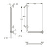 Barre coudée droit 90° d32mm 450 x 750 mm inox brossé