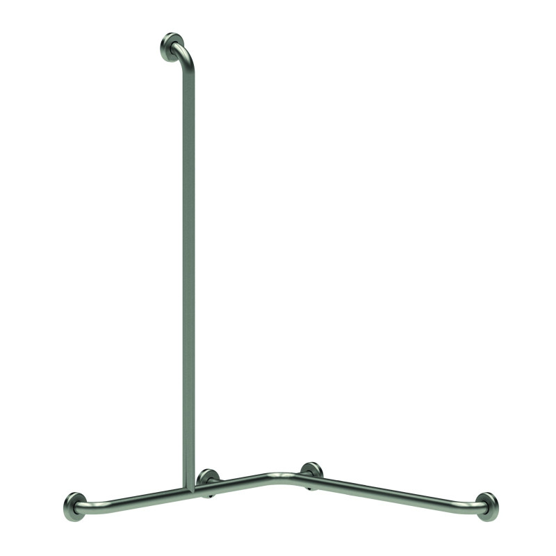 Barre d'angle gauche avec barre verticale en t - 5 points- inox brossé d32mm