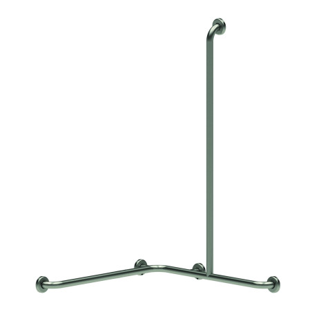 Barre d'angle droite avec barre verticale en t - 5 points - inox brosse 32mm