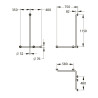 Barre d'angle droite avec barre verticale en t - 5 points - inox brosse 32mm