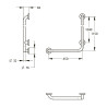 Barre gauche coudée 90° 450x1150 mm - inox brossé d32 mm