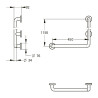 Barre gauche coudée 90° 450x1150 mm - aluminium abs antibactérien d34 mm