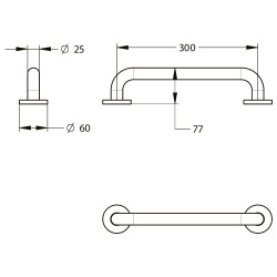 Barre droite en acier époxy blanc 300 mm (sans vis) - diamètre 25 mm