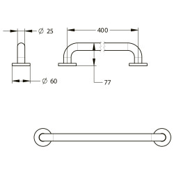Barre droite en acier époxy blanc 400 mm (sans vis) - diamètre 25 mm