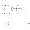 Barre droite en acier époxy blanc 400 mm (sans vis) - diamètre 25 mm