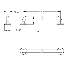 Barre droite en acier époxy blanc 500 mm (sans vis) - diamètre 25 mm