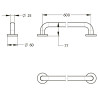 Barre droite en acier époxy blanc 600 mm (sans vis) - diamètre 25 mm