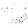 Barre 135° en acier époxy blanc 220x220 mm (sans vis) - diametre 25 mm