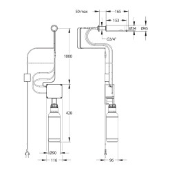 LINEA Distributeur de savon liquide mural 1 L sans contact Secteur CHROME