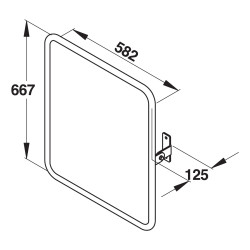 Miroir inclinable en aluminium gainé nylon, murale, 582x667 mm