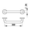 Barre droite 300 mm en aluminium gainé ABS antibactérien - diamètre 34 mm