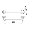 Barre droite 400 mm en aluminium gainé ABS antibactérien - diamètre 34 mm