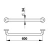 Barre droite 600 mm en aluminium gainé ABS antibactérien - diamètre 34 mm