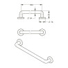 Barre droite 500 mm en aluminium gainé ABS antibactérien - diamètre 34 mm