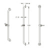 Barre lg 1100 mm inox brossé d32 mm + coulisseau douche satin