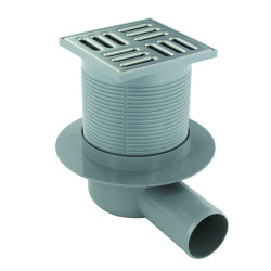 Siphon de sol 105x105 mm 48l/min sortie horizontale Ø50