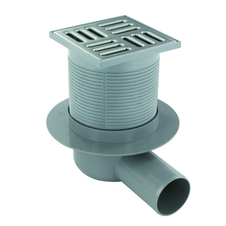 Siphon de sol 105x105 mm 48l/min sortie horizontale Ø50