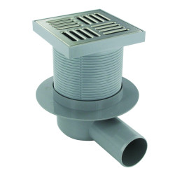 Siphon de sol 150x150 mm 48l/min sortie horizontale Ø50