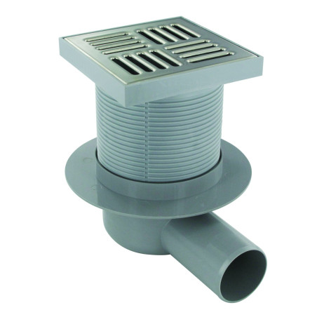 Siphon de sol 150x150 mm 48l/min sortie horizontale Ø50