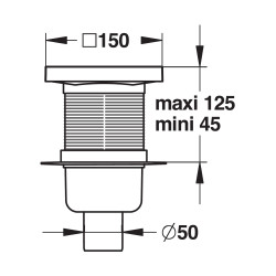 Siphon de sol 150x150 mm 48l/min sortie verticale Ø50