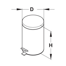Poubelle au sol à pédale 5L en inox poli brillant, Ø208mm, hauteur 325mm