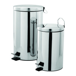 Poubelle au sol à pédale 12L en inox poli brillant, Ø245mm, hauteur 386mm