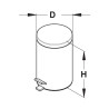 Poubelle au sol à pédale 12L en inox poli brillant, Ø245mm, hauteur 386mm