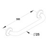 Barre droite en inox chromé 300 mm (sans vis) - diamètre 25 mm