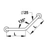 Barre 135° inox chromé 220x220 mm (sans vis) - diamètre 25 mm