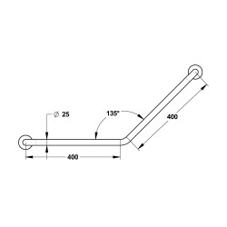 Barre 135° inox chromé 400x400 mm (sans vis) - diamètre 25 mm