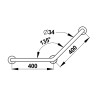 Barre 135°aluminium gainé abs antibactérien 400 x 400 mm - diamètre 34 mm