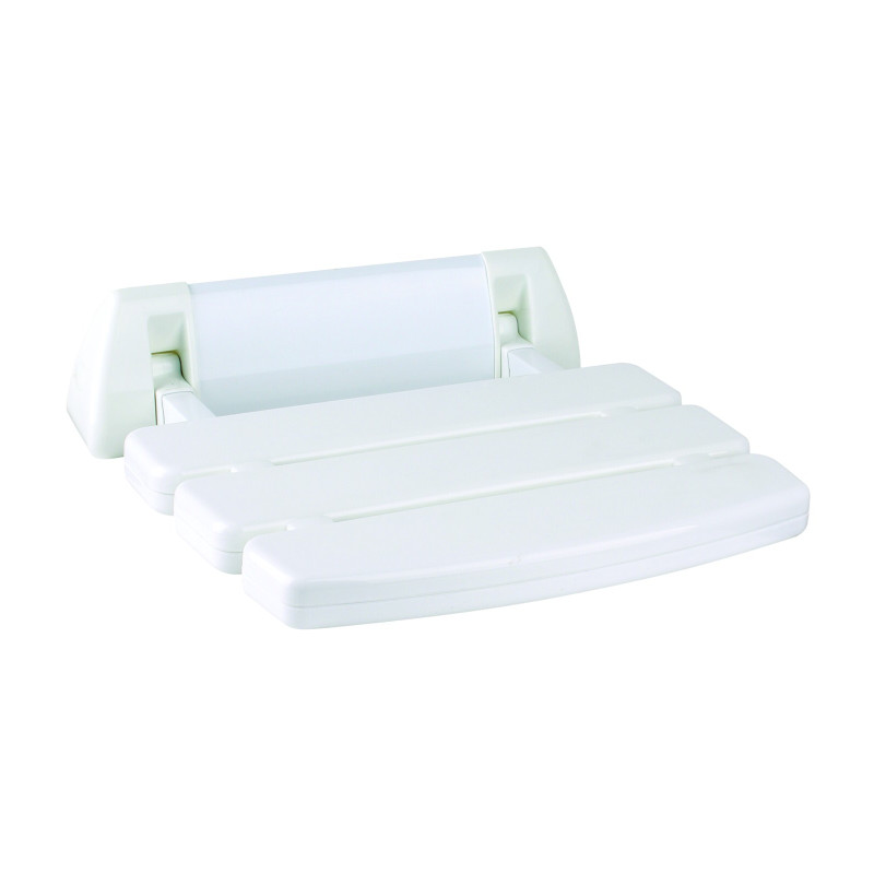 Siège de douche blanc relevable à lattes