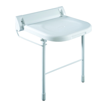 Siège de douche en ABS blanc relevable avec béquille