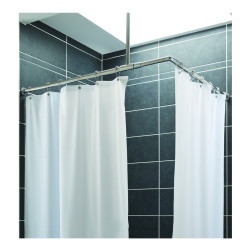 Rideau de douche pvc blanc 180x120cm avec ourlet lesté et 8 anneaux plastique.