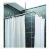 Rideau de douche pvc blanc 200x180 cm avec bas coupé et 12 anneaux plastique.