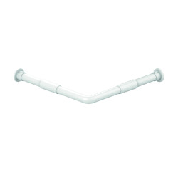 Tringle rideau douche d'angle 80 à 140cm alu blanc