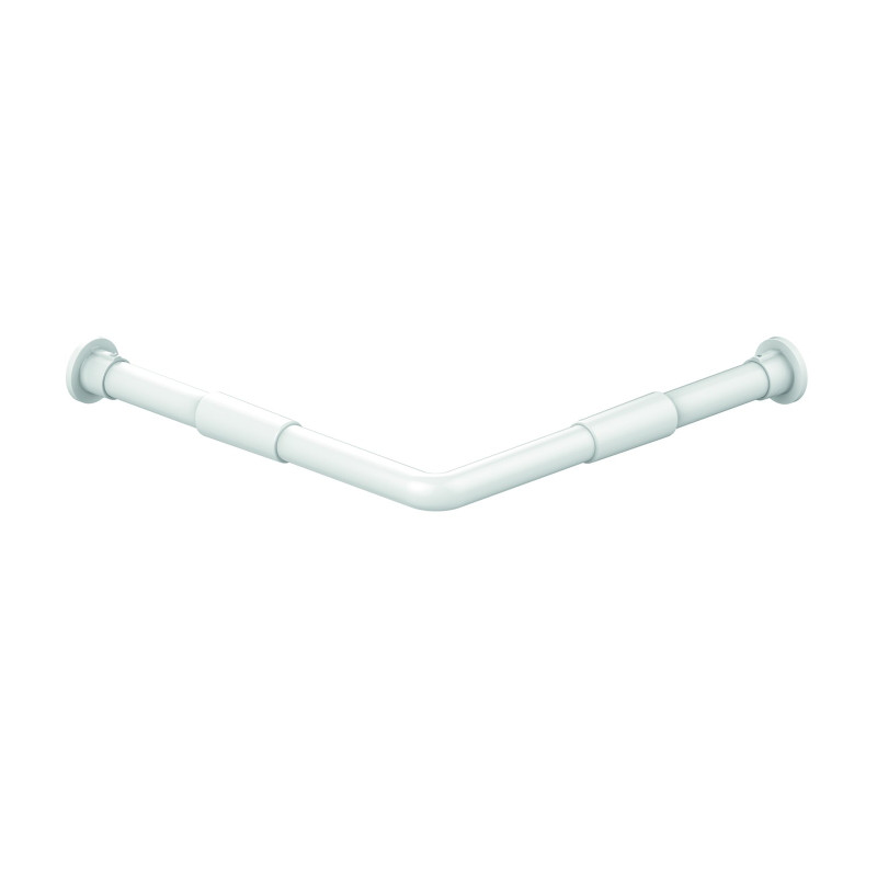 Tringle rideau douche d'angle 80 à 140cm alu blanc
