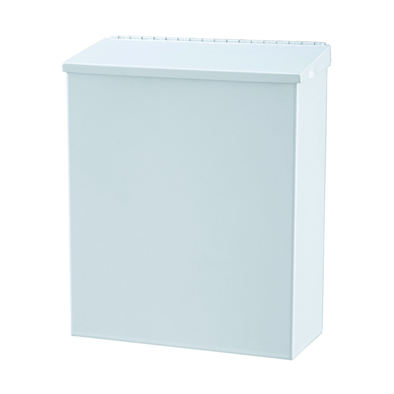 Poubelle murale 7L en acier époxy blanc, hauteur 285mm